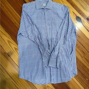 Peter Millar Blue and multicolored Check Dress Shirt- Like NEW, Just Drycleaned